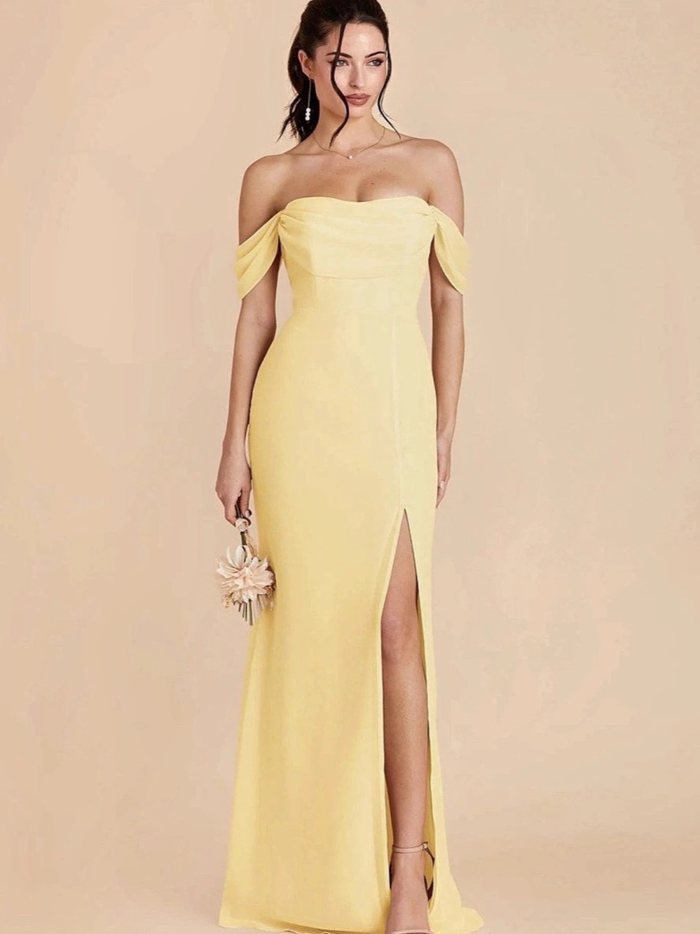Birdy Grey Mira Chiffon Convertible Bridesmaid Dress Lemon Sorbet Size 4
